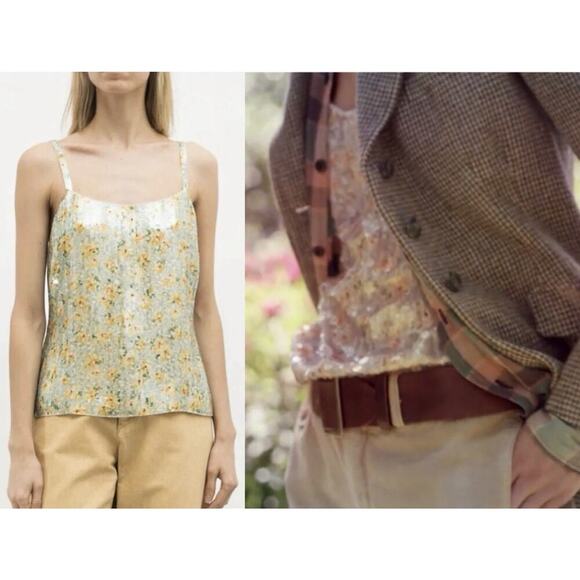 Ralph Lauren Purple Label Silk Sequin Tank Dress Top Floral Cami Blouse Runway 2 - Picture 2 of 14